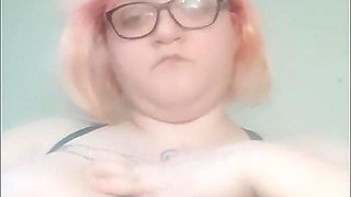 Amputated Fat BBW Playing with Her Huge Tits - Amateur Slow Motion