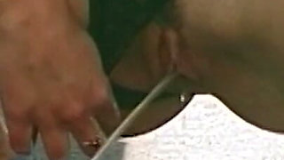Determined Blonde Peeing Outdoor