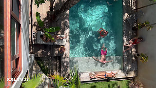 Foursome with Rebecca Volpetti and Tiffany Leiddi in Mexico