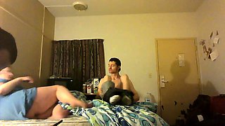 Fat amateur wife enjoys intense cuckold fucking on the bed