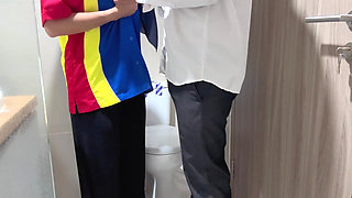 Intern Girl Taken by Boss to Public Bathroom