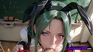 AI college babe with big tits rides cock right on classroom desk