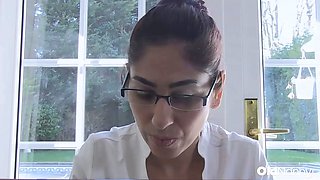 OldNanny - Blonde in Sheer Top Flirts at Bar Then Sucks Cock on Couch