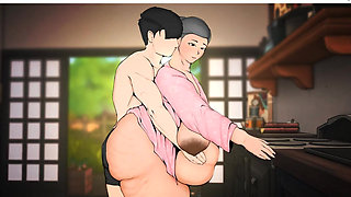 Plowed - Gameplay - Roleplay - Pregnant Granny Pussy Licking in Kitchen Counter