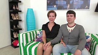 Wife Sasha Zima indulges in sultry lingerie play as a horny cuckold watches from the sidelines