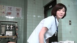 Subtitled CFNM Japanese female doctor gives patient handjob