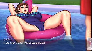 Big boobed MILF Step-Mom was surprised!! I fucked her in the swimming pool.