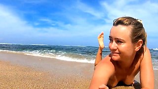 Blonde Babe's Naked Swim in the Ocean