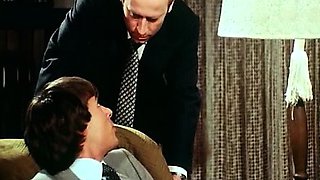 Guests in an intimate retro party watch fuck show