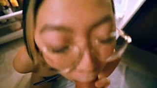 Late Night Kitchen Fun Ends With Cum Covered Face