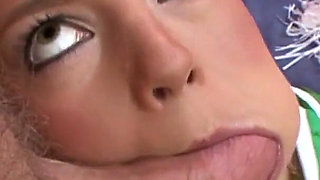 Sweet blonde teen cheerleader fucked and milked in mouth