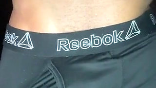 BBC in grey underwear strokes cock until he explodes on his hands