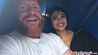 Gets picked up by for trike patrol and gets pounded with his