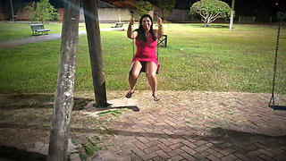Nicoly Mattos Flashing Hairy Pussy and Big Tits in Square