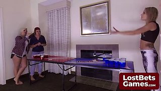 Losers of the Beer Pong Game Get Sticky Cream All Over Their Huge Tits