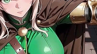 Blonde Knight's Afternoon! Green Uniform Golden Mechanical Arms, Lazily Contemplating in Ancient Stone Ruins.