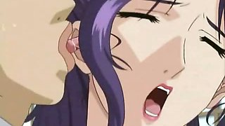 Velvet haired hentai bitch getting big jugs teased and