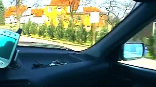 Blonde Sucks Cock and Shows Wet Pussy in Car