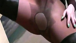 Squirting Through Pantyhose on Webcam