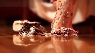 sexy women eats cake off her foot mmmm