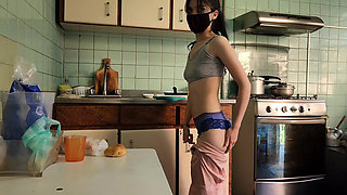 Sexy Maid Gets Fucked by Her Boss's Step Stepson in Her Work Kitchen