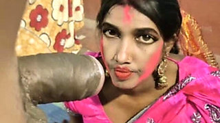 Desi Bhabhi Happy Holi Sex - Jija Rang Lagake Chudai, Blowjob & Cum in Mouth