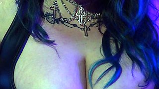Hot brunette big boobs toying pink pussy