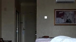 Busty curly brunette with big boobs fucks on couch