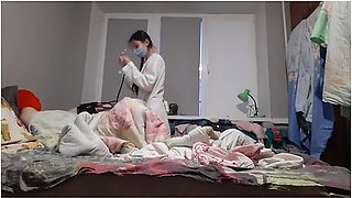 My Girlfriend And I Called A Doctor To Our Home, And A Beautiful, Thin Girl Came To Us And Cured Us With Sex