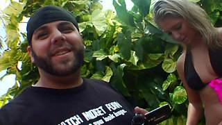 Hot Blonde Neighbor Fingers Herself Outdoors Then Dildo Fucks Indoors