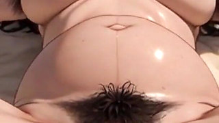 Pregnant Beach Exhibition - Hairy Pussy Tanning & Craving Sperm