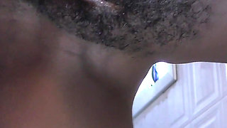 Testicle emptying in the morning, chocolate pussy