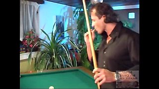 George Uhl and Vanessa Little Fuck on Pool Table - Hot Blowjob Action