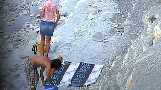 Voyeur. Blowjobs on public beach