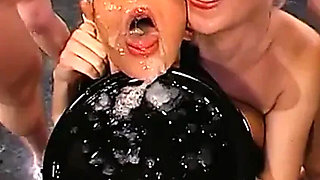 Petite Brunette Takes Multiple Creampies - Hardcore Gangbang with Cum Covered Face