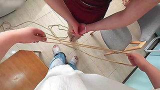 First-person Perspective: the Process of Restraining His Barefoot Girlfriend, Tickling Her Feet