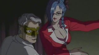 Chained hentai with a muzzle gets humiliated