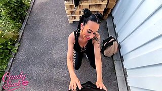 Boss Fucks Slut CandySuck Without Warning in Public