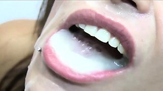 Dirty Spanish teen enjoys a massive bukkake
