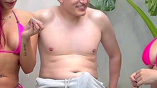 We Tried to Be Alone in the Pool with My Friend but Ended up Fucking My Nerdy Roomate, Unexpected Threesome