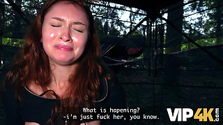 VIP4K. A Young Red-Haired Beauty Cheats on Her Boyfriend In front of Him