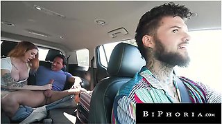 Sexy Hitchhiker Spitroasted By Bi Hunk Couple
