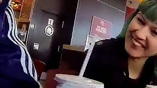 Horny teen Eris approached at the diner and taken home to fuck