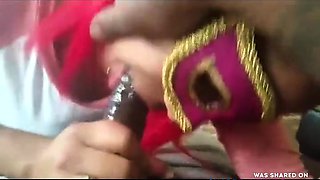Masked Ebony Amateur Gives Blowjob and Swallows