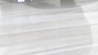Sexy maid in hijab showing off white panties