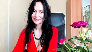 Big-Titted Brunette MILF Teases on Webcam Before Sex