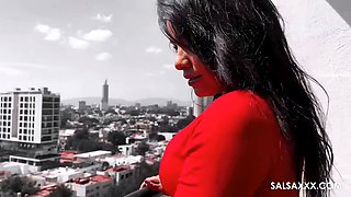 Spicy Latina Annie Quinn fucks Bald guy on the terrace for SalsaXXX