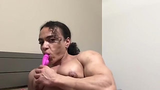 Muscular mom gets her big clit and pussy teared apart by a new toy