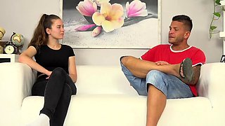 Czech teen at her first casting