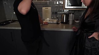 Sexy Slim Busty Inked MILF Tempts Her Stepson To Gape Her Butthole With His Boner